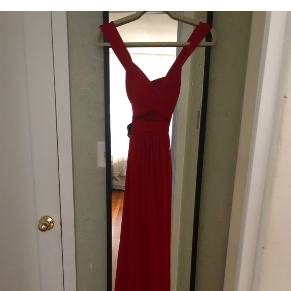 Red chiffon gown